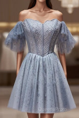 Off The Shoulder Tulle Short Homecoming Dress