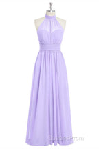 Lavender Chiffon Halter Long Bridesmaid Dress