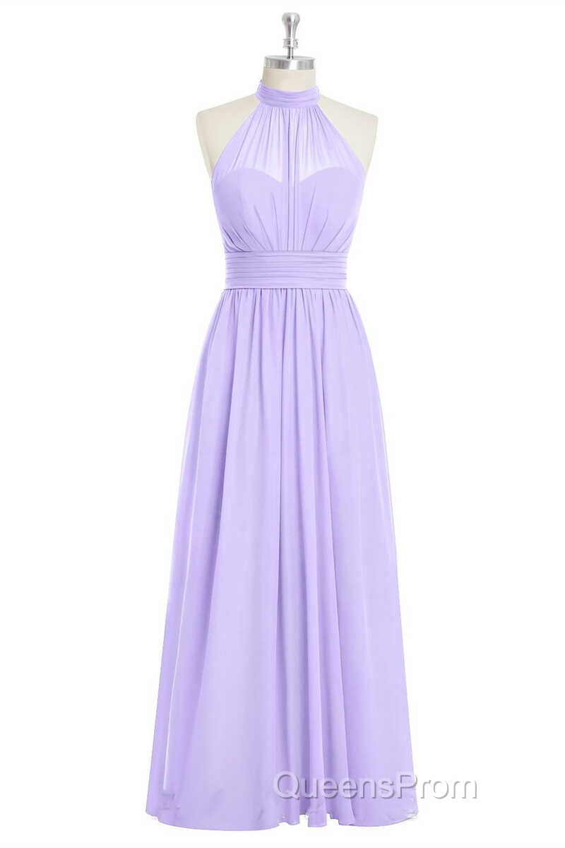 Lavender Chiffon Halter Long Bridesmaid Dress