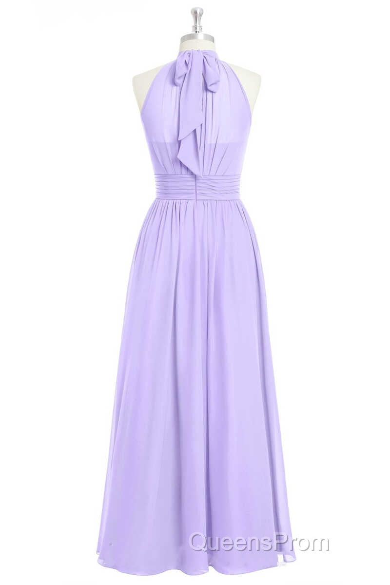 Lavender Chiffon Halter Long Bridesmaid Dress Secondary image