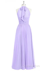Lavender Chiffon Halter Long Bridesmaid Dress