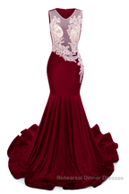 Portrait Trumpet Sweep Train Sleeveless Beading Evening Dresses
