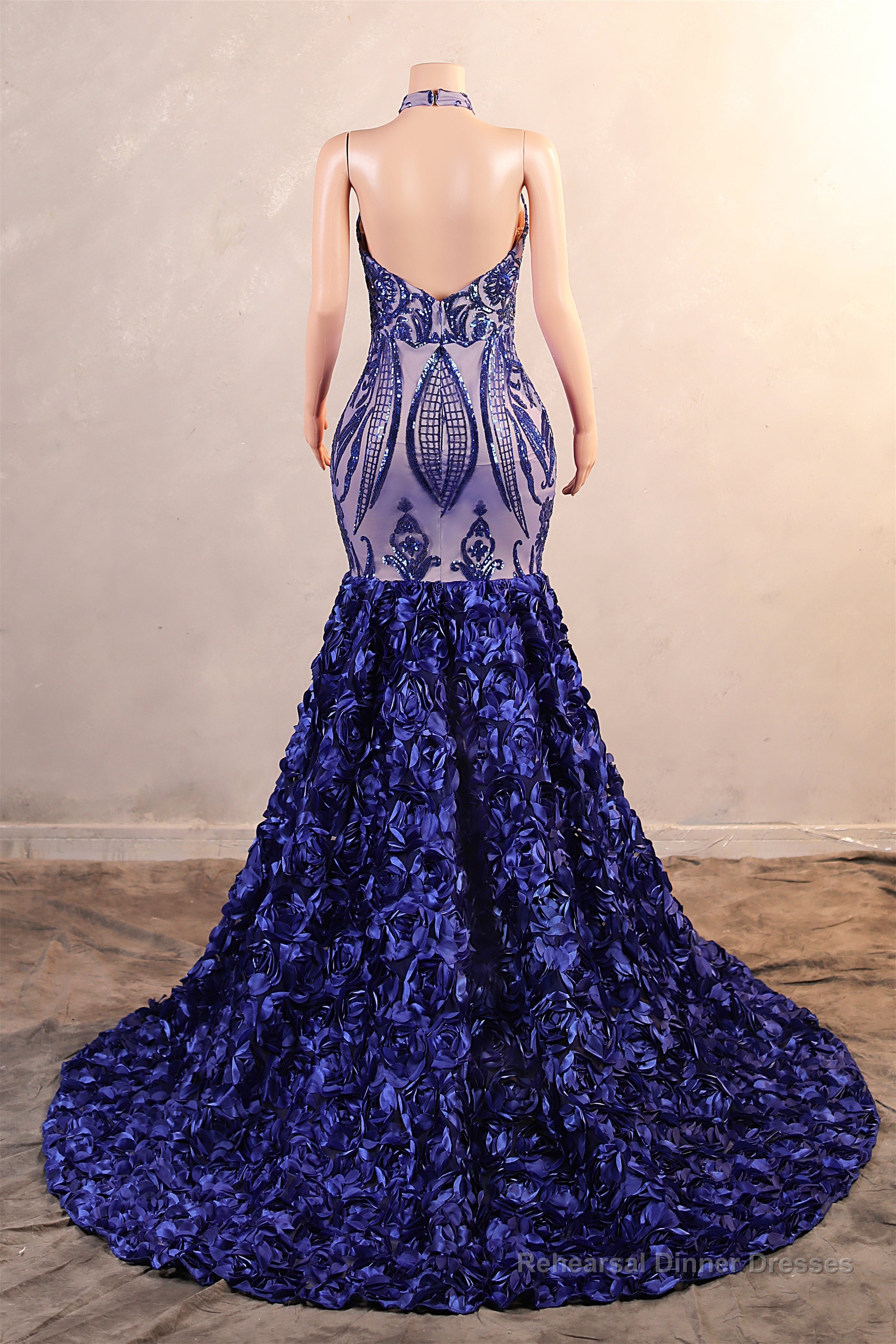 Halter Mermaid Sweep Train Backless Sleeveless Beading Evening Dress Secondary image