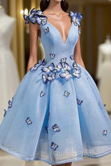 Elegant Butterfly Applique V Neck Sleeveless Short Homecoming Dress