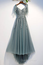 Purple Tulle Lace Long Evening Prom Dress, A-Line Evening Party Dress