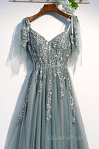 Purple Tulle Lace Long Evening Prom Dress, A-Line Evening Party Dress