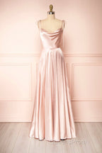 Simple Satin Long Evening Prom Dress, A-Line Formal Evening Dress