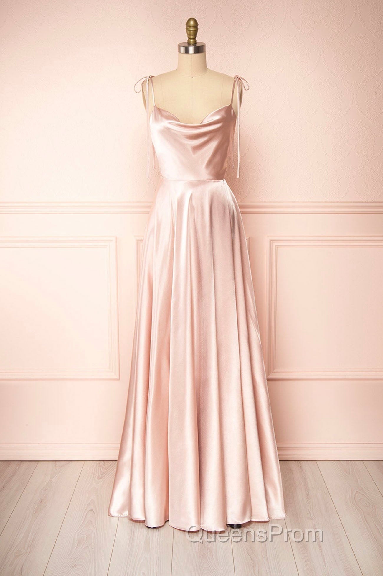 Simple Satin Long Evening Prom Dress, A-Line Formal Evening Dress