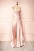Simple Satin Long Evening Prom Dress, A-Line Formal Evening Dress