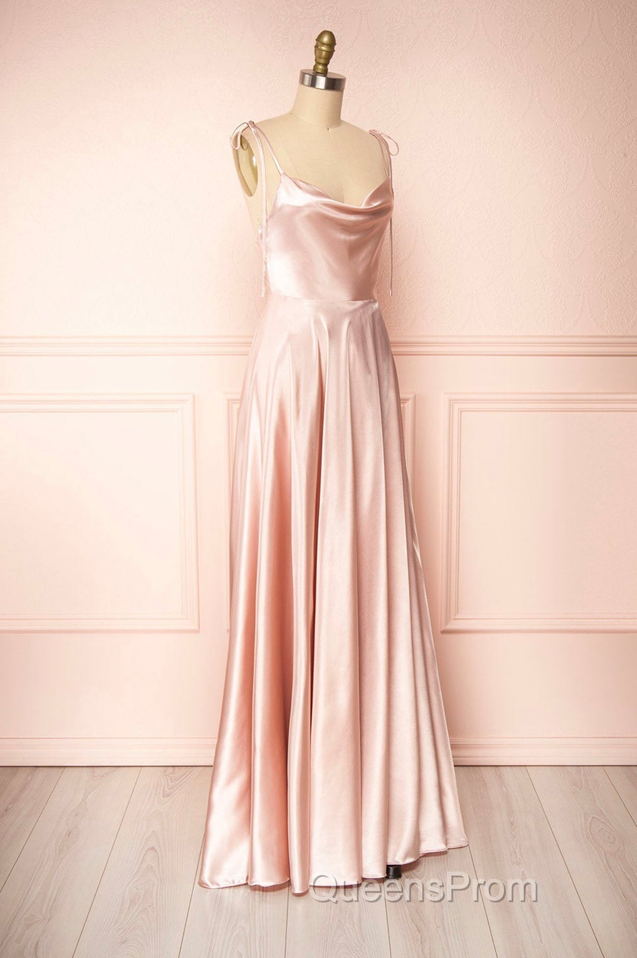 Simple Satin Long Evening Prom Dress, A-Line Formal Evening Dress