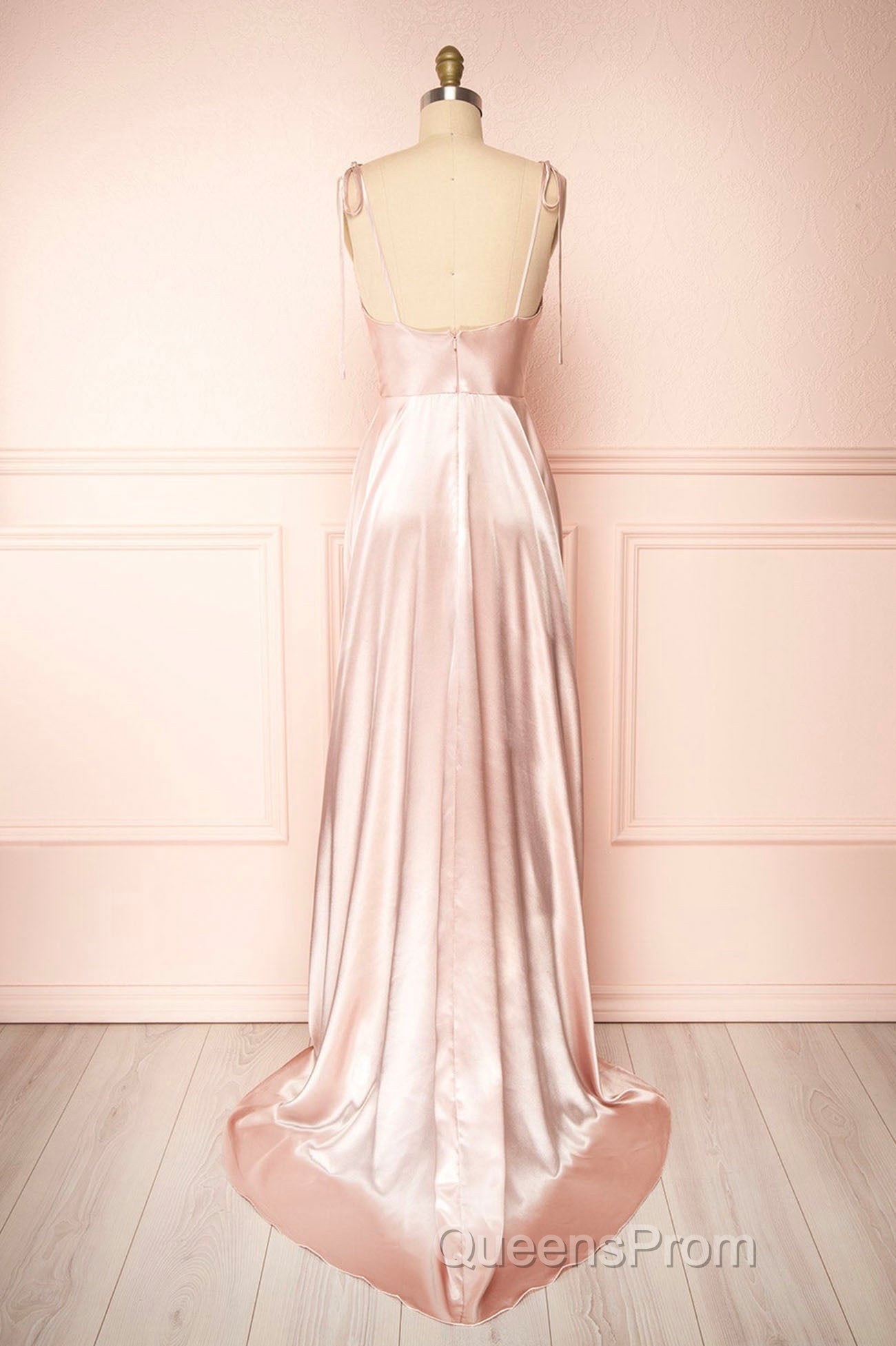 Simple Satin Long Evening Prom Dress, A-Line Formal Evening Dress