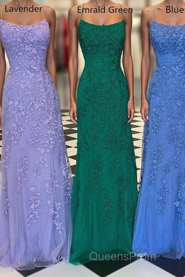 Mermaid Straps Long Lace Evening Prom Dress with Lace-Up Back Main image