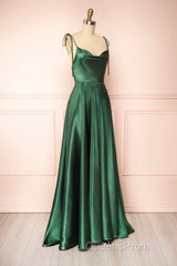 Simple Satin Long Evening Prom Dress, A-Line Formal Evening Dress