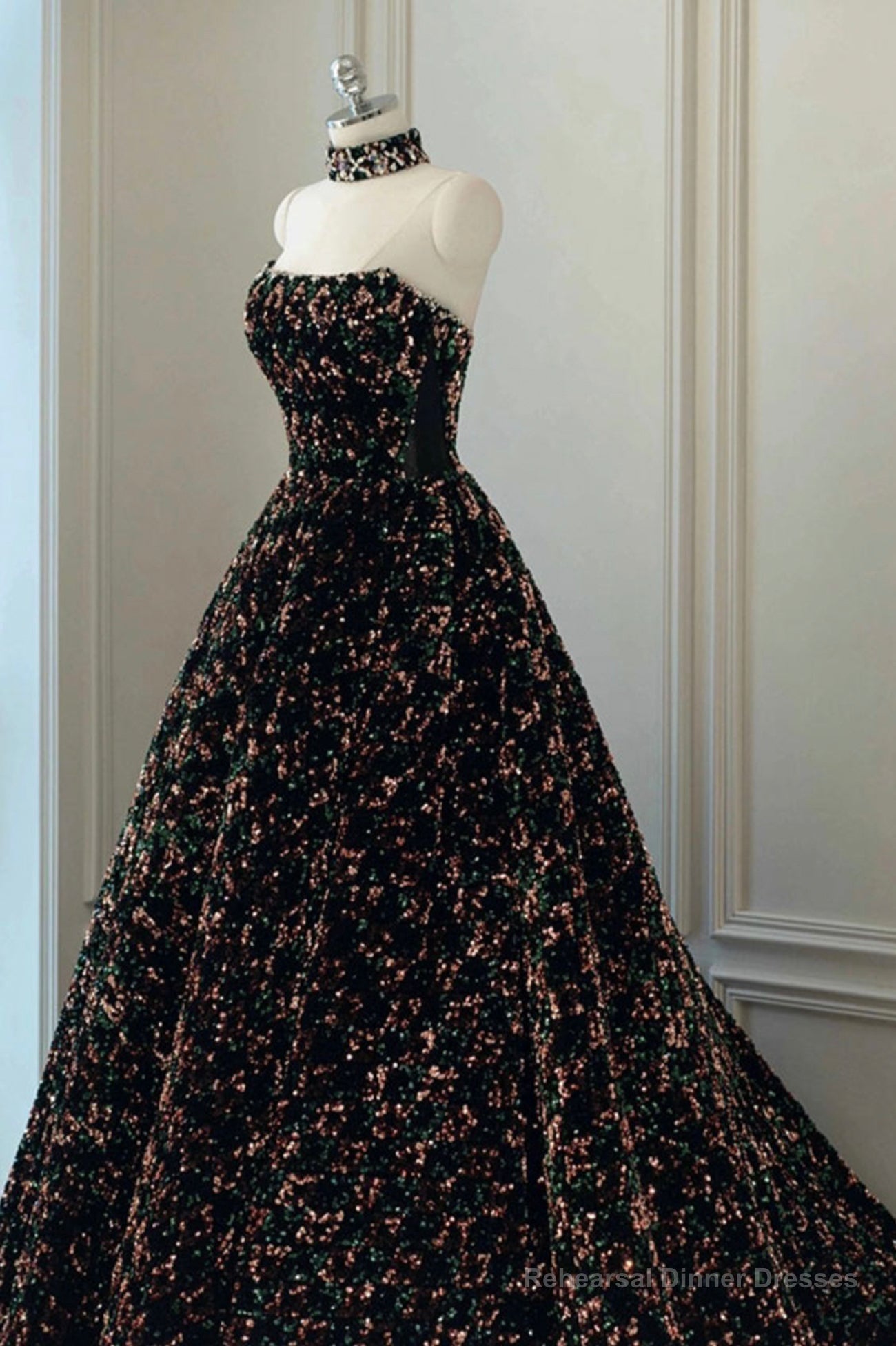 Stylish Sequins Long Prom Dress, A-Line Party Dress Secondary image
