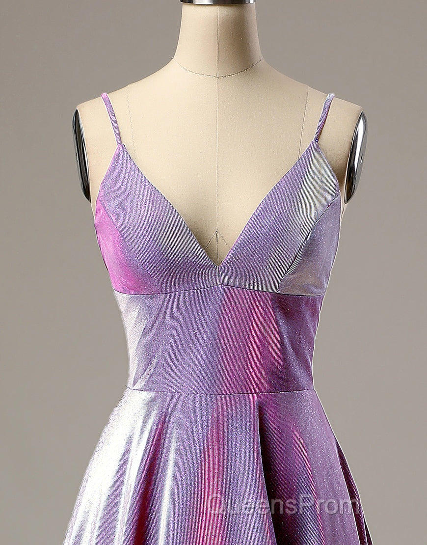 A-Line Long Evening Prom Dress Spaghetti Straps Lilac Evening Dress