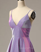 A-Line Long Evening Prom Dress Spaghetti Straps Lilac Evening Dress