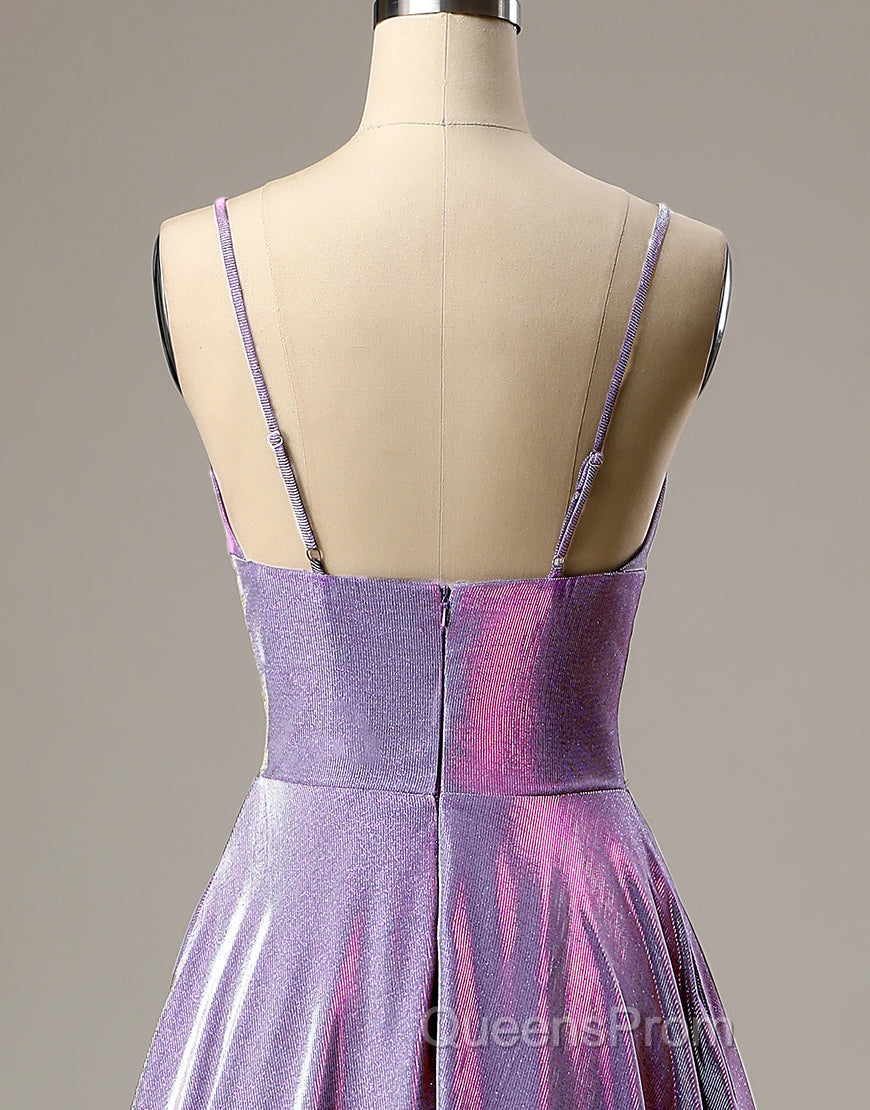 A-Line Long Evening Prom Dress Spaghetti Straps Lilac Evening Dress