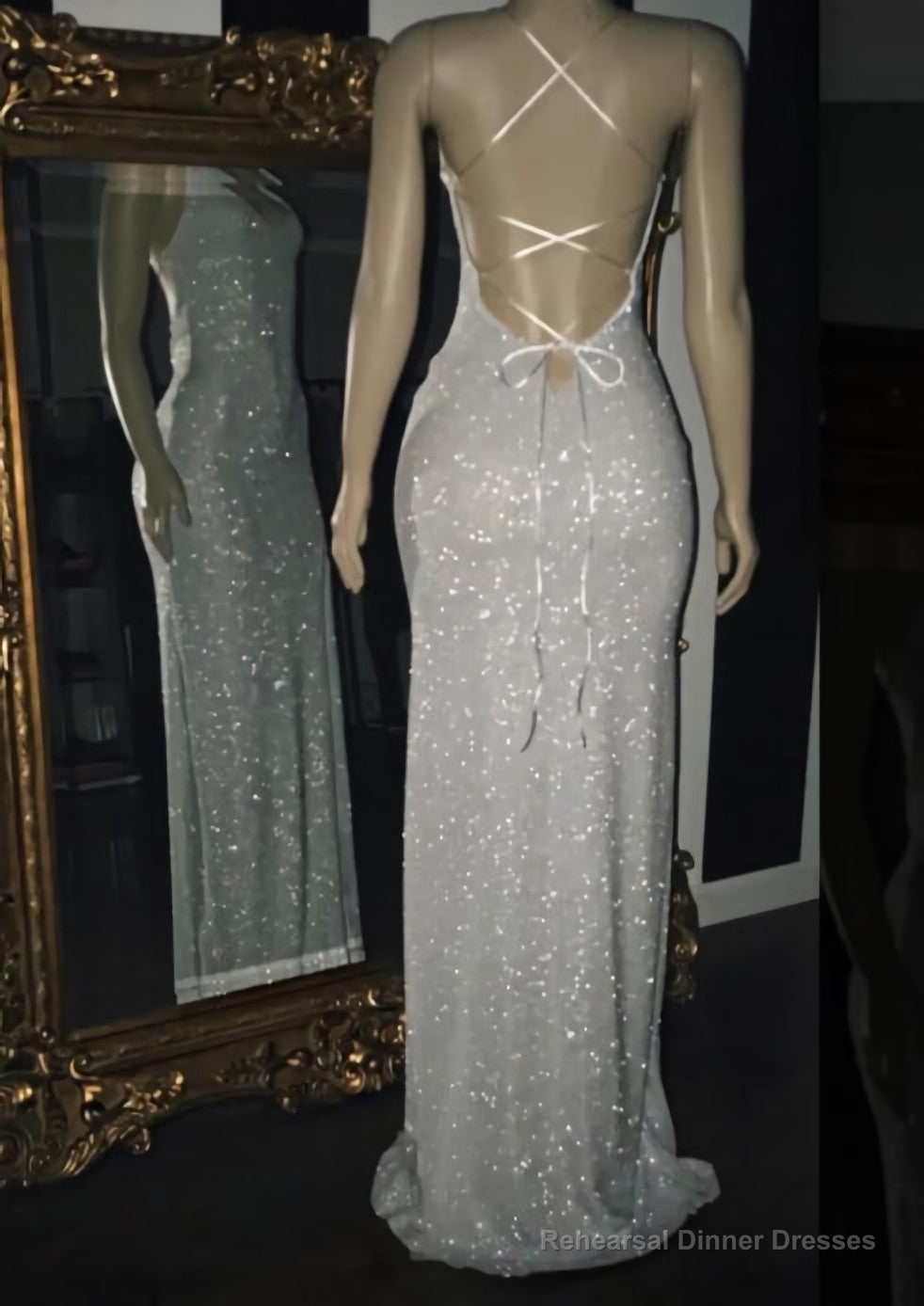 2025 Silver Halter Sequins Prom Dresses Main image