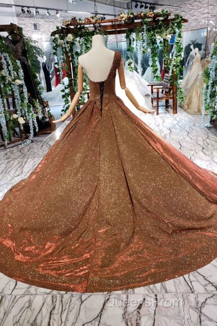 Big Evening Prom Dress One Shoulder Lace Up Back Sequins Beads Quinceanera Dress