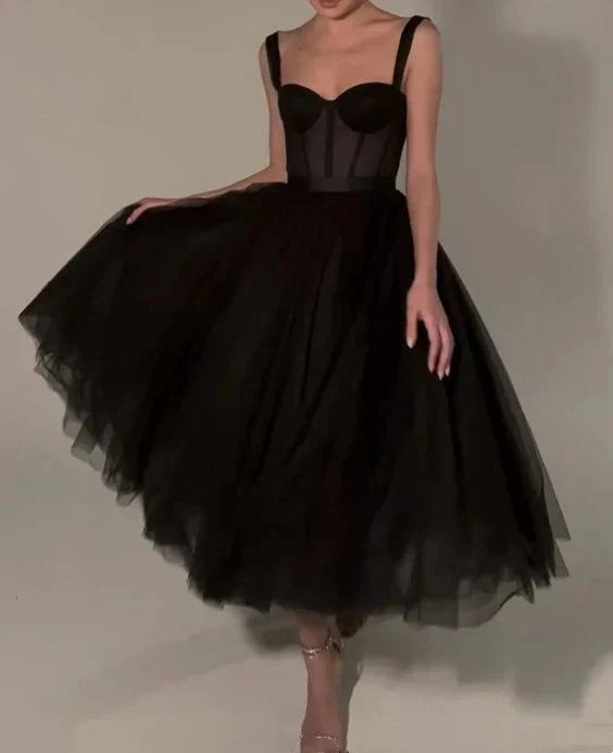 Black Fashion Sweetheart Neck Long Tulle Teen Classy Prom Dress Tulle Classy Dress Classy Evening Gown Graduation Party