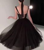 Black Fashion Sweetheart Neck Long Tulle Teen Classy Prom Dress Tulle Classy Dress Classy Evening Gown Graduation Party