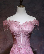 Burgundy Tulle Lace Off Shoulder Long Evening Prom Dress, Burgundy Lace Evening Dress