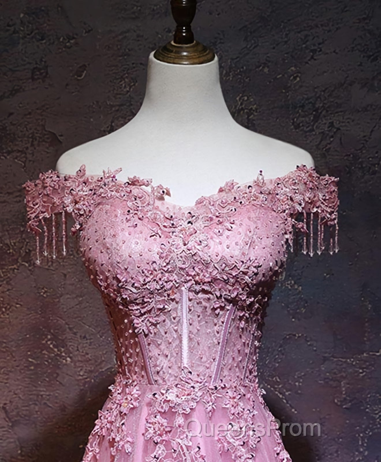Burgundy Tulle Lace Off Shoulder Long Evening Prom Dress, Burgundy Lace Evening Dress