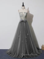 Green Tulle Lace Long Evening Prom Dress, Green Tulle Evening Dress, 3
