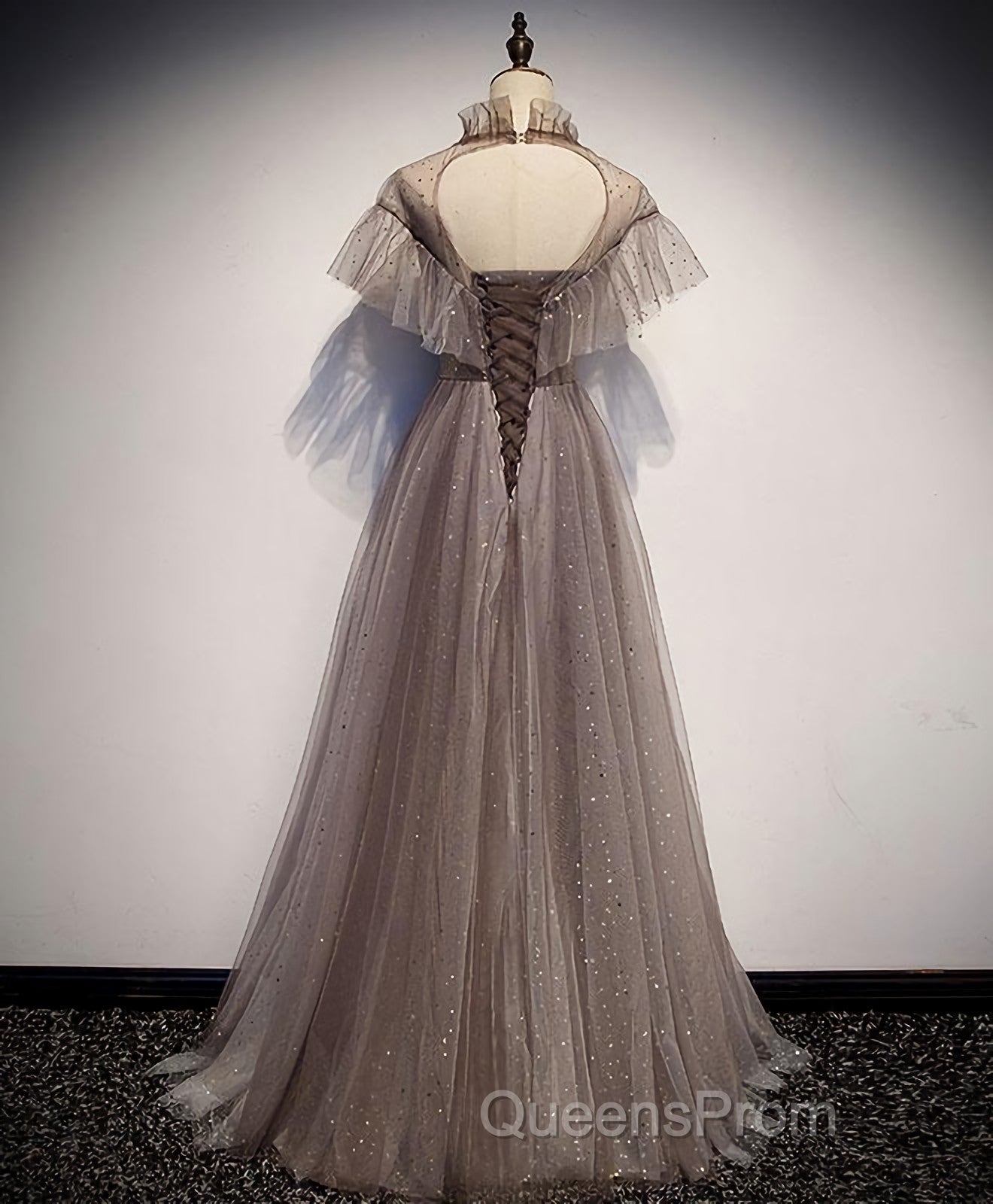 Unique Tulle Long Evening Prom Dress, Tulle Evening Dress