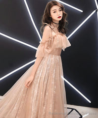 Pink Tulle Long Prom Dress Pink Tulle Evening Dress