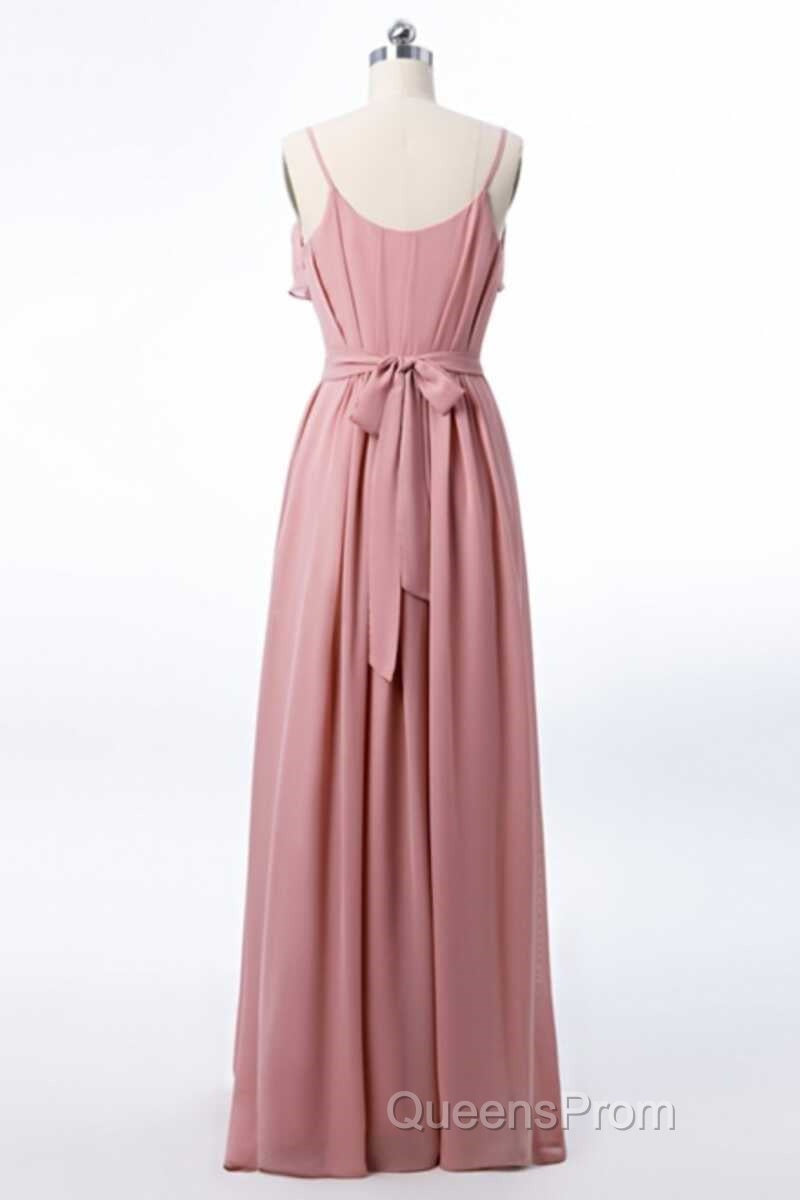 Mauve Pink Chiffon Spaghetti Straps Ruffled A-Line Bridesmaid Dress Secondary image