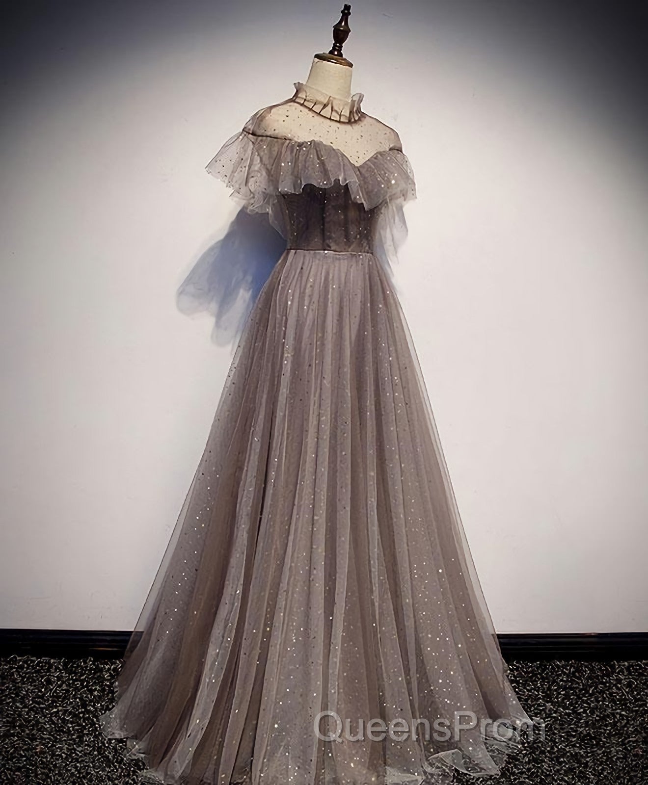 Unique Tulle Long Evening Prom Dress, Tulle Evening Dress