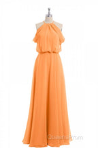 Sage Green Chiffon Halter Blouson-Style Long Bridesmaid Dress