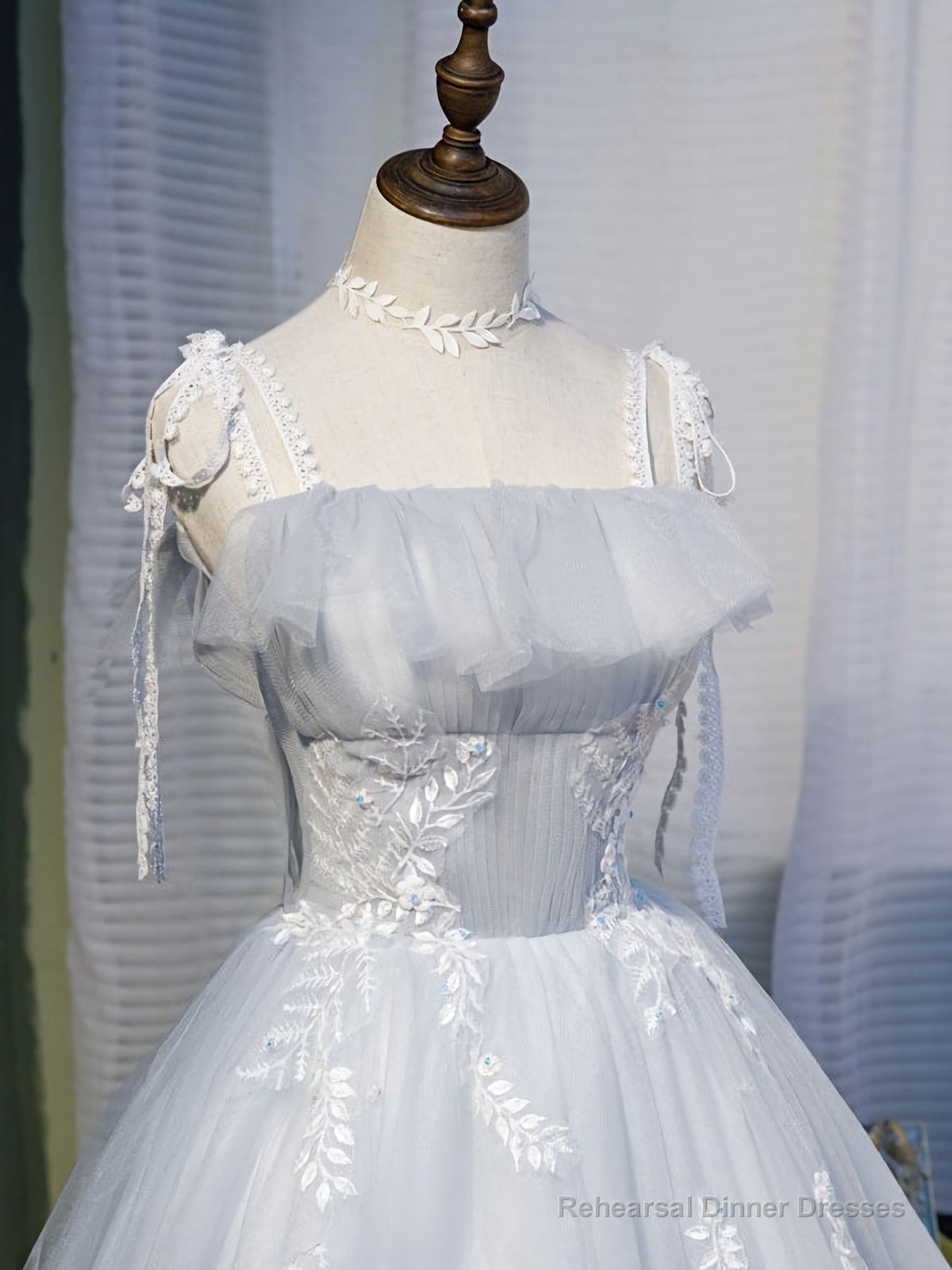 Gray Tulle Lace Short Prom Dress, Gray Tulle Homecoming Dress