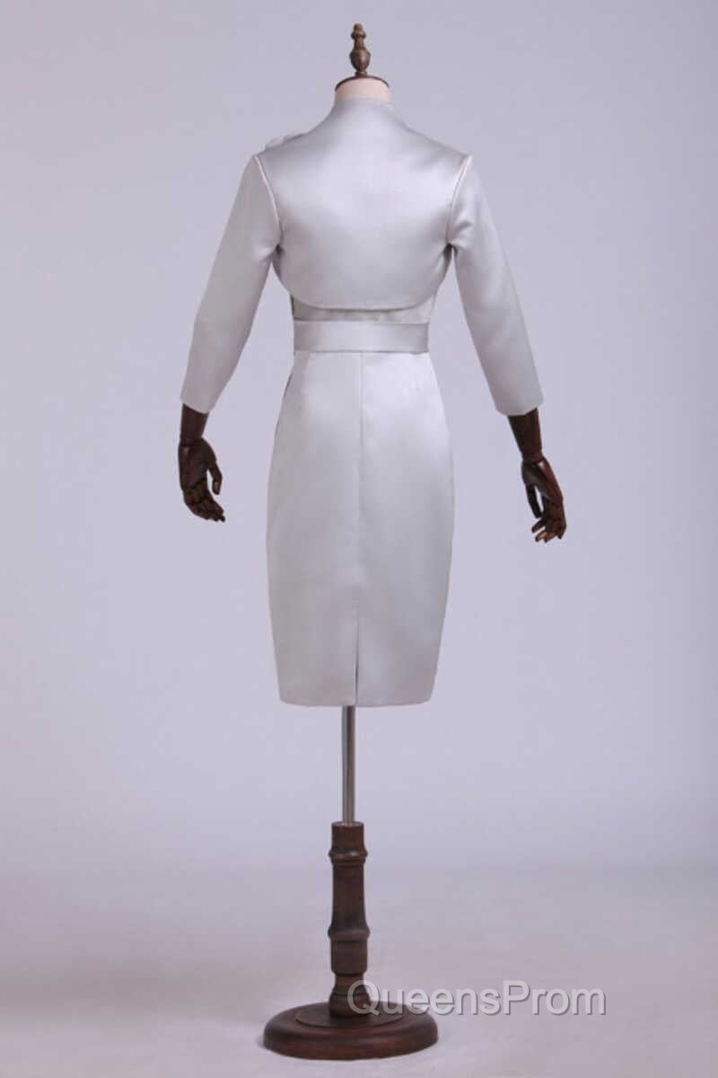 Two Piece Grey High Collar Short Mother of the Bride Dress Secondary image