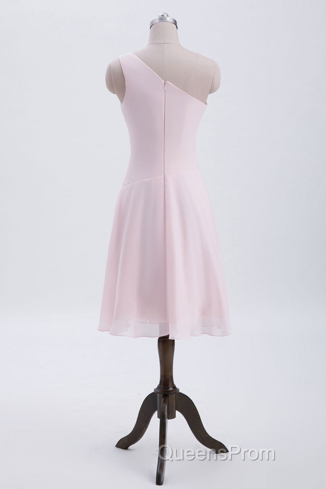 Short Pink One Shoulder Chiffon Homecoming Dress Secondary image