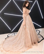 Pink Tulle Long Prom Dress Pink Tulle Evening Dress