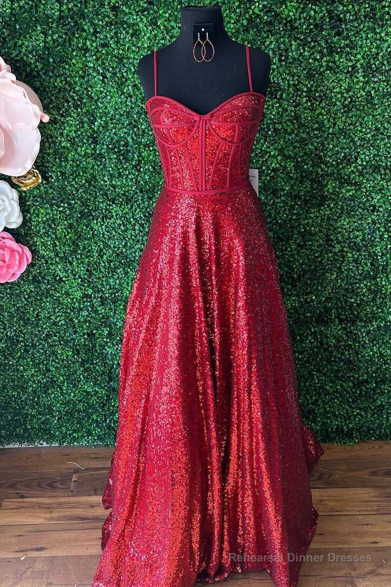 Princess Sequins Sweetheart Straps A-Line Prom Gown Main image