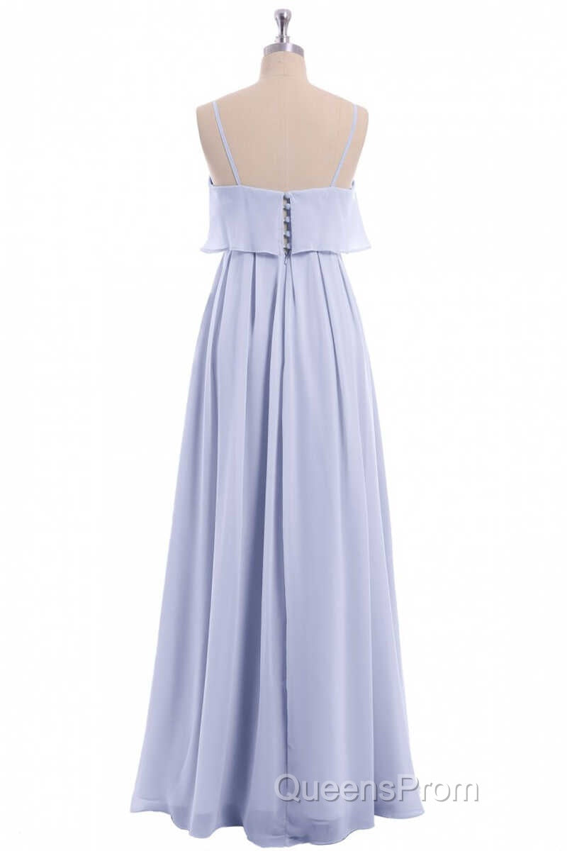 Lavender Chiffon Spaghetti Straps Ruffled A-Line Long Dress Secondary image
