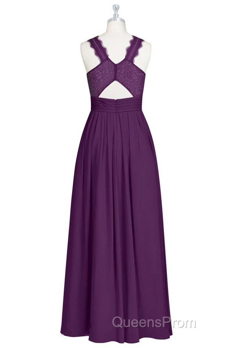 Magenta Chiffon Halter Cutout Back Long Bridesmaid Dress Secondary image