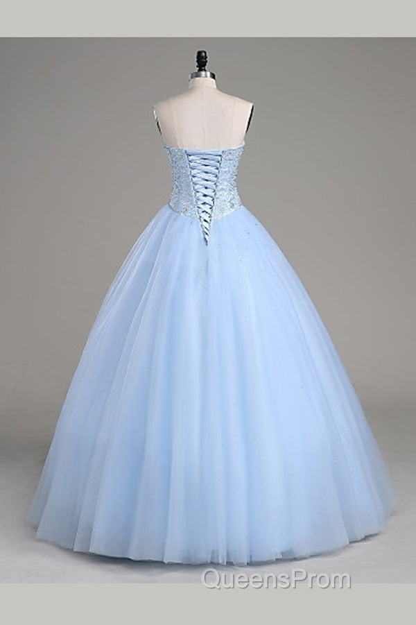 Light Blue Ball Gown Floor Length Sweetheart Strapless Sleevless Beading Evening Prom Dress Secondary image