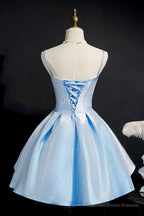 Simple Satin Short Prom Dress, A-Line Blue Party Dress