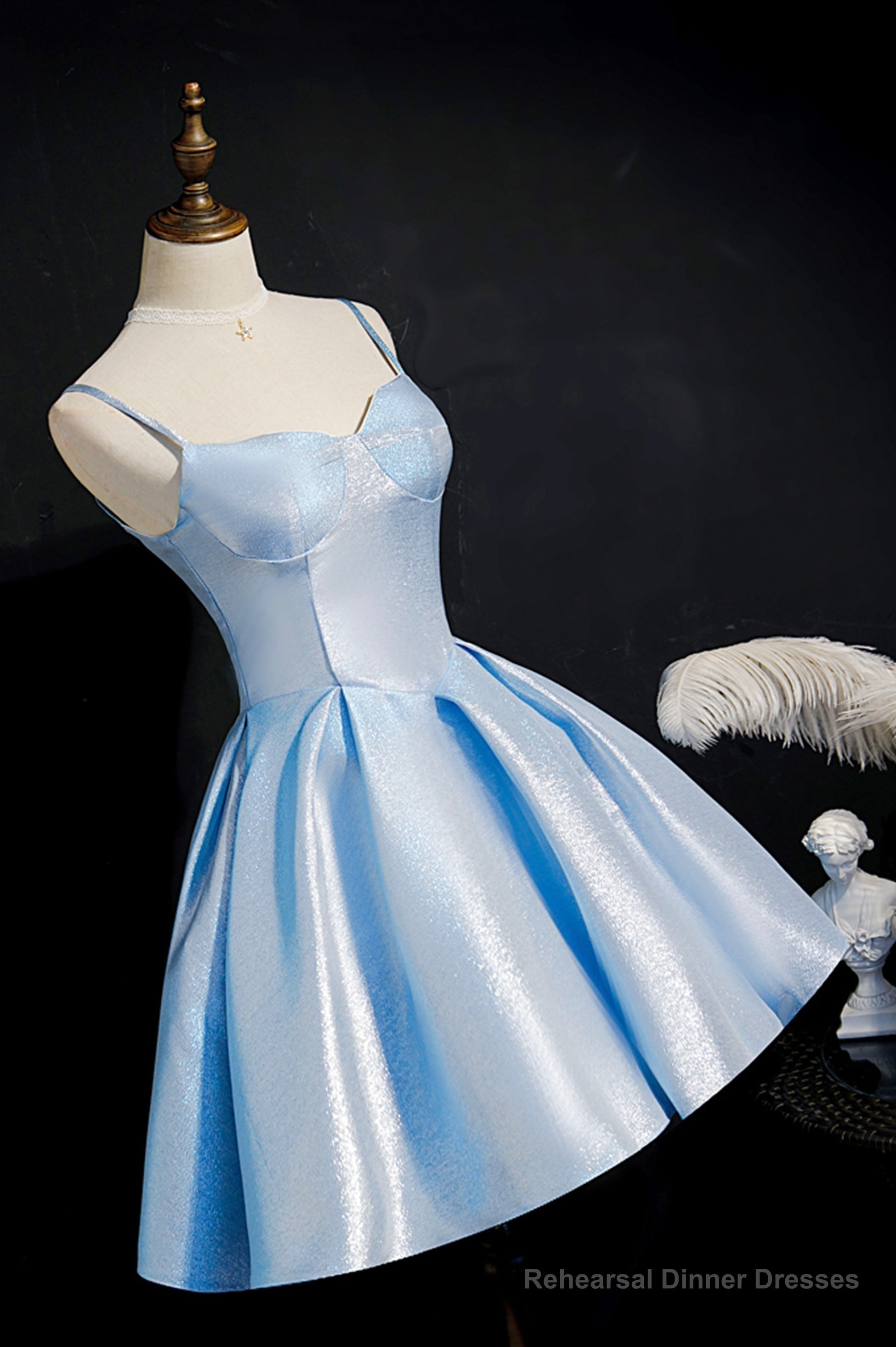 Simple Satin Short Prom Dress, A-Line Blue Party Dress Secondary image