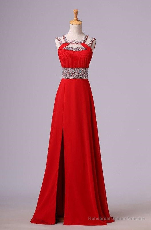 2025 Gorgeous Red Beading Open Back Chiffon Prom Dresses Secondary image