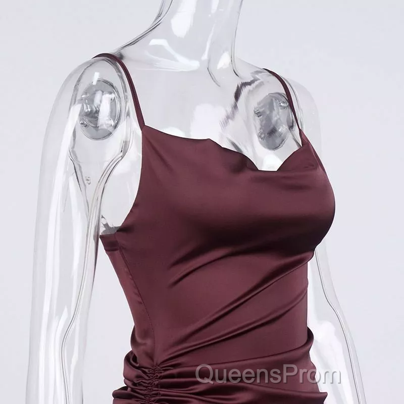New Satin Green Evening Prom Dress Spaghetti Strap Party Evening Dress