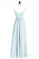 Mint Green Chiffon Twist Front A-Line Long Bridesmaid Dress