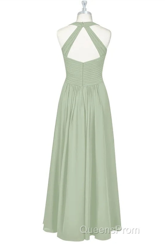 Sage Green Halter Backless A-Line Bridesmaid Dress Secondary image