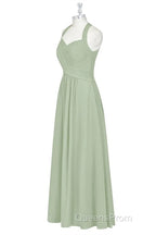 Sage Green Halter Backless A-Line Bridesmaid Dress