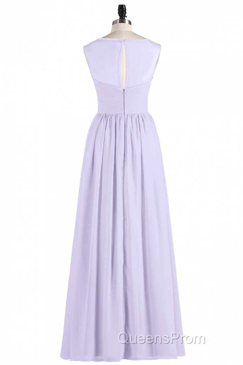 Lavender Chiffon Sweetheart Cutout Back A-Line Long Bridesmaid Dress