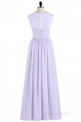 Lavender Chiffon Sweetheart Cutout Back A-Line Long Bridesmaid Dress